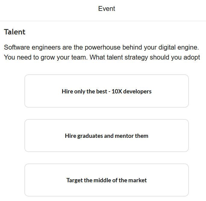 This is an example of a very difficult real-world question. Where to find your talent!